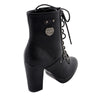 Milwaukee Performance MBL9418 Women's Black Lace-Up Platform Boots with Studded Accents