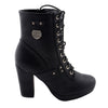 Milwaukee Performance MBL9418 Women's Black Lace-Up Platform Boots with Studded Accents