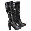 Milwaukee Leather MBL9419 Ladies Tall Black Platform Boots with Slouch Shaft