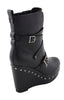 Milwaukee Performance MBL9437 Women's Black Triple Strap Boots with Platform Wedge