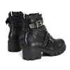 Milwaukee Performance Leather MBL9444 Women's ‘Bruiser’ Black Leather Lace to Toe Boots with Studded Straps