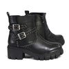 Milwaukee Performance Leather MBL9446 Women's ‘Siren’ Black Leather Studded Boots with Side Zipper Entry