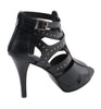 Milwaukee Performance MBL9452 Women's Black Stiletto Heeled Sandals with Studded Ankle Straps