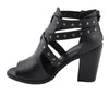 Milwaukee Leather MBL9454 Women's Heel Black Studded Strap Sandal with Platform Heel
