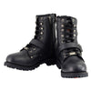 Milwaukee Leather MBM101 Men's Black Leather Lace-Up Engineer Motorcycle Boots w/ Buckles and Side Zipper Entry