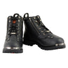 Milwaukee Leather MBM103W Men's Black Leather Lace-Up 'Wide-Width' Biker Boots w/ DualSide Zipper Entry