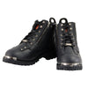 Milwaukee Leather MBM103W Men's Black Leather Lace-Up 'Wide-Width' Biker Boots w/ DualSide Zipper Entry