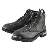 Milwaukee Leather MBM103W Men's Black Leather Lace-Up 'Wide-Width' Biker Boots w/ DualSide Zipper Entry