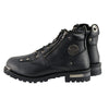 Milwaukee Leather MBM103W Men's Black Leather Lace-Up 'Wide-Width' Biker Boots w/ DualSide Zipper Entry