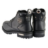 Milwaukee Leather MBM103W Men's Black Leather Lace-Up 'Wide-Width' Biker Boots w/ DualSide Zipper Entry