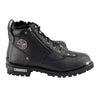 Milwaukee Leather MBM103W Men's Black Leather Lace-Up 'Wide-Width' Biker Boots w/ DualSide Zipper Entry