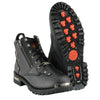Milwaukee Leather MBM103W Men's Black Leather Lace-Up 'Wide-Width'  Biker Boots w/ DualSide Zipper Entry