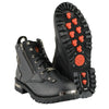 Milwaukee Leather MBM103W Men's Black Leather Lace-Up 'Wide-Width' Biker Boots w/ DualSide Zipper Entry
