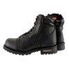 Milwaukee Leather MBM9000 Men's Black Lace-Up Motorcycle Riding Leather Boots with Side Zipper Entry