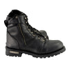 Milwaukee Leather MBM9000 Men's Black Lace-Up Motorcycle Riding Leather Boots with Side Zipper Entry