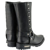 Milwaukee Leather MBM9025 Men's Black Harness Motorcycle Boots with Braid and Riveted Details