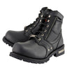 Milwaukee Leather MBM9050W Men's Wide Width Black 6-inch Lace-Up Boots with Zipper Closure