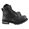 Milwaukee Leather MBM9050W Men's Wide Width Black 6-inch Lace-Up Boots with Zipper Closure