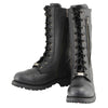 Milwaukee Leather MBM9069 Men’s Tall 'Tactical Style' Black Lace-Up Leather Boots with Buckles and Zipper Storage Pocket