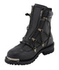 Milwaukee Leather MBM9075 Men's Black Leather 6-inch Plain Toe Dual Zipper Motorcycle Rider Boots