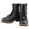 Milwaukee Leather MBM9095 Men’s Classic Black Logger Lace-Up Boots with Side Zipper