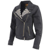 Milwaukee Leather MDL2000 Ladies Black Denim Jacket with Studded Spikes