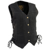 Milwaukee Leather MDL4020 Women's Classic Black ‘6 Pocket’ Side Lace Denim Vest