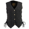 Milwaukee Leather MDL4020 Women's Classic Black ‘6 Pocket’ Side Lace Denim Vest