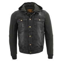 Milwaukee Leather MDM1000 Men's Black Denim Jacket with Removable Hoodie