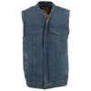 Milwaukee Leather MDM3000 Men's 'Brute' Concealed Snap Black Denim Club Style Vest w/ Hidden Zipper