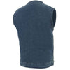 Milwaukee Leather MDM3001 Men's Collarless Blue Denim Club Style Vest with Dual Closure