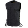 Milwaukee Leather MDM3002 Men's Black ‘Covert’ Side Lace Denim Club Style Vest with Dual Closure
