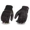 Milwaukee Leather MG7503 Men's Black Leather  i-Touch Screen Compatible Mesh Racing Motorcycle Hand Gloves W/ Reflector