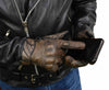 Milwaukee Leather MG7514 Men's Brown Leather i-Touch Screen Compatible Gel Palm Motorcycle Gloves W/ Protective Knuckle