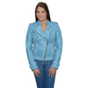 Milwaukee Leather SFL2840 Women's Maiden Aqua Premium Sheepskin Motorcycle Fashion Leather Jacket with Studs with Studs