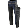 Milwaukee Leather Chaps for Men's Black Thin Braided Naked Soft Leather - Jean Style Pocket Motorcycle Chap- ML1125