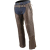 Milwaukee Leather Chaps for Men's Retro Brown Naked Leather - Snap Out Thermal 4-Pockets Motorcycle Chap - ML1191RT