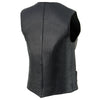 Milwaukee Leather ML1253 Women's Black Naked Leather V-Neck Motorcycle Rider Vest W/ Milwaukee Logo Snaps Closure