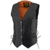 Milwaukee Leather ML1255 Women's Black Braided Naked Leather Side Lace Motorcycle Rider Vest W/Front Snap Closure