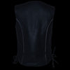 Milwaukee Leather ML1296 Women's Black Leather Side Lace Motorcycle Rider Vest- Reflective Piping and Black Skulls