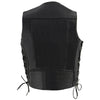 Milwaukee Leather ML1359 Men's Black Naked Leather Side Lace Motorcycle Rider Vest w/ Buffalo Nickel Snaps Closure