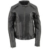 Milwaukee Leather ML1952 Women's Black 'Embroidered Wing and Stud Design' Leather Scooter Jacket