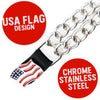 Milwaukee Leather American Flag Vest Extender - Double Chrome Chains Genuine Leather 6.5" Extension 4-PCS MLA6008SET