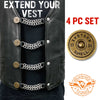 Milwaukee Leather 12 Gauge Shell Medallion Vest Extender - Double Chrome Chains Genuine Leather 6.5" Extension 4-PCS MLA6025SET