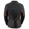 Milwaukee Leather MLL2502 Women's 'Laser Cut' Distressed Black and Orange Scuba Style Racer Jacket