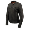 Milwaukee Leather MLL2551 Women's Scooter Black Leather Vented Lightweight Triple Stitch Motorcycle Jacket