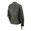 Milwaukee Leather MLL2565 Women's Black Fringed Lightweight Leather Racer Motorcycle Jacket