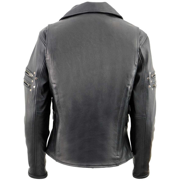 Milwaukee Leather Damen Lederjacke – Racer Style Mit Crinkled-Arm-Details In Schwarz/Rosa