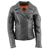 Milwaukee Leather MLL2585 Women's Black Motorcycle Premium Leather Jacket with Rivets