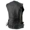 Milwaukee Leather MLL4504 Women's Black Leather Classic V-Neck Riveted Details Motorcycle Rider Vest with Side Lace